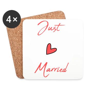 GERADE VERHEIRATET. Junggesellinnenabschied. VALENTINSTAG. PAAR - Untersetzer (4er-Set) - Weiß - Vorne