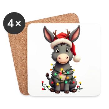 Esel Elfe Weihnachten - Untersetzer (4er-Set) - Weiß - Vorne
