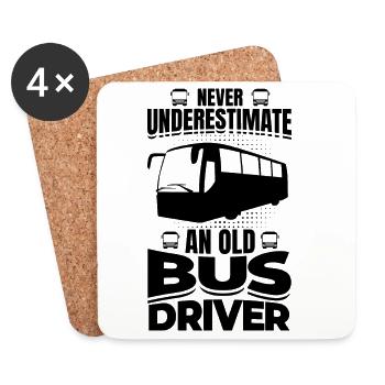 Grand-père chauffeur de bus - Dessous de verre (lot de 4) - blanc - Devant