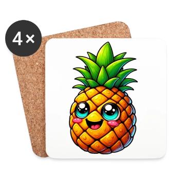 Ananas - Dessous de verre (lot de 4) - blanc - Devant