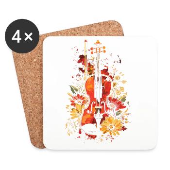 Violin Cartoon - Coasters (set of 4) - white - Front