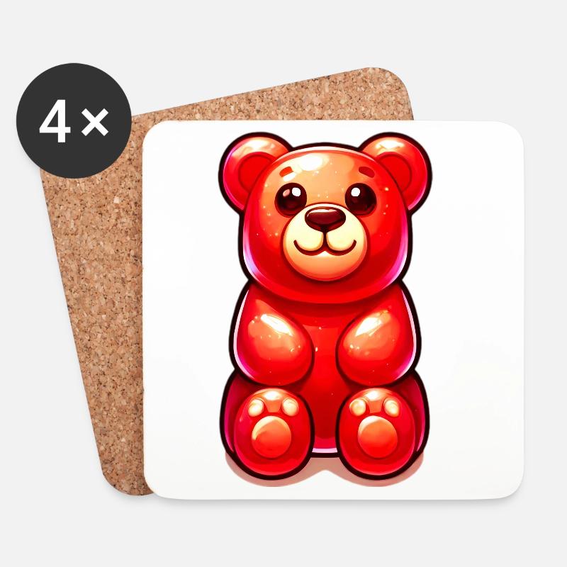 Teddybär - Untersetzer (4er-Set) - Weiß