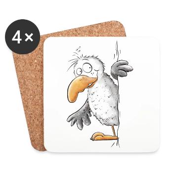 Droll Seagull Animal Motif - Coasters (set of 4) - white - Front