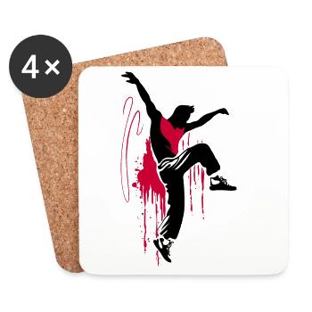 Breakdancer Tänzer Silhouette in Rot Schwarz - Untersetzer (4er-Set) - Weiß - Vorne