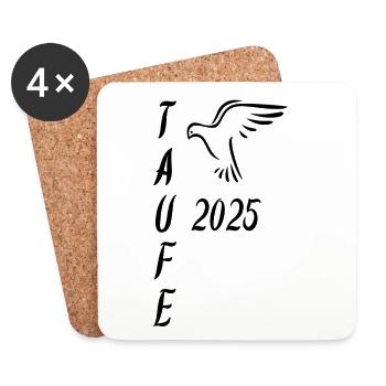 Taufe 2025 Taube landend Taufgeschenk Dekoideen - Untersetzer (4er-Set) - Weiß - Vorne