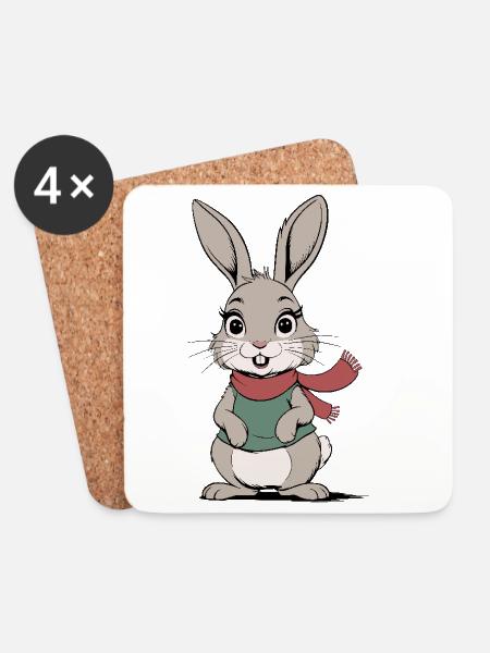Süßer Hase - Untersetzer (4er-Set) - Weiß