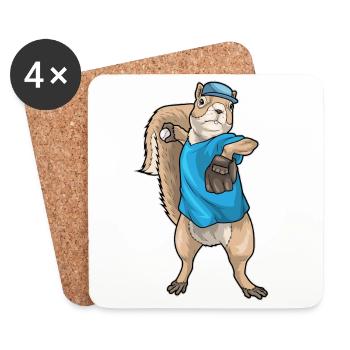 Gant de baseball Squirrel - Dessous de verre (lot de 4) - blanc - Devant