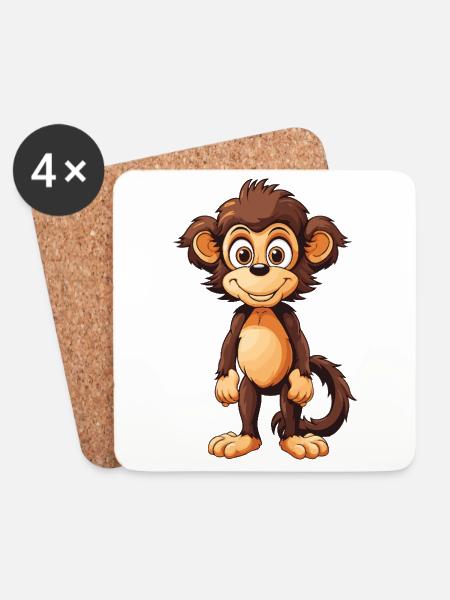 Affe Tier - Untersetzer (4er-Set) - Weiß