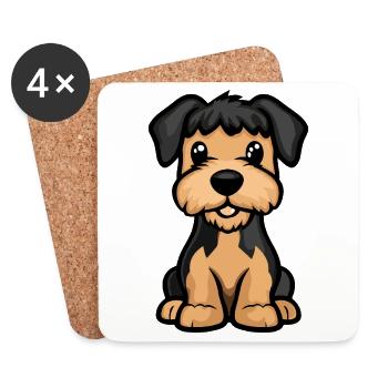 Airedale Terrier Chien Mignon - Dessous de verre (lot de 4) - blanc - Devant