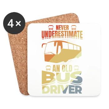 Never underestimate an old bus driver - Coasters (set of 4) - white - Front