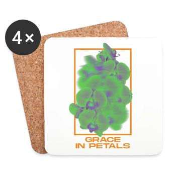 Grace in Petals - Floral Art - Coasters (set of 4) - white - Front