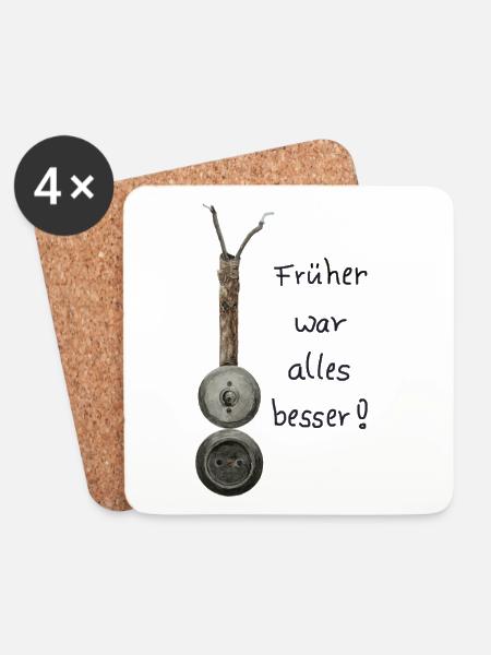 Lichtschalter mit Steckdose - Untersetzer (4er-Set) - Weiß