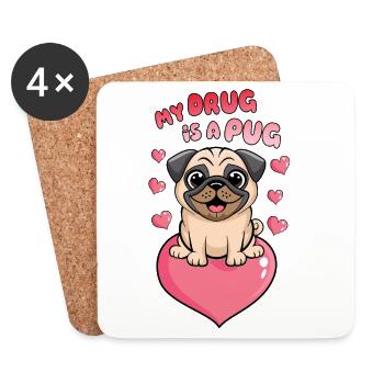 My drug is a pug - Untersetzer (4er-Set) - Weiß - Vorne