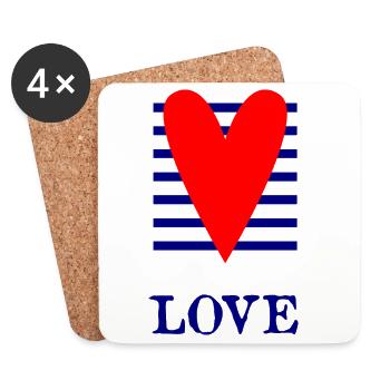 MOM. MOTHER'S DAY. HEART. FEAST. HAPPY BIRTHDAY - Coasters (set of 4) - white - Front