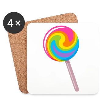 Sucette spirale colorée aux couleurs de l’arc-en-ciel - Dessous de verre (lot de 4) - blanc - Devant