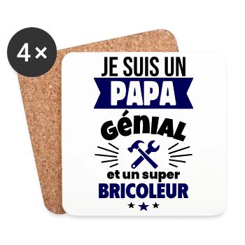 Je suis un papa génial et un super bricoleur - Dessous de verre (lot de 4) - blanc - Devant