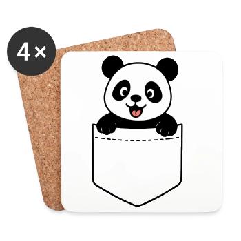 Fröhlicher Panda - Untersetzer (4er-Set) - Weiß - Vorne
