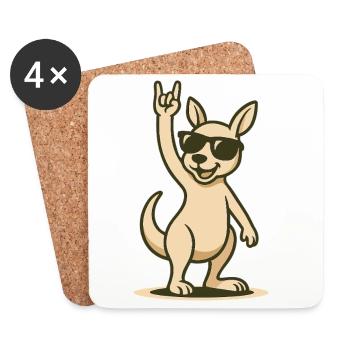 Rocker roo en lunettes de soleil - Dessous de verre (lot de 4) - blanc - Devant