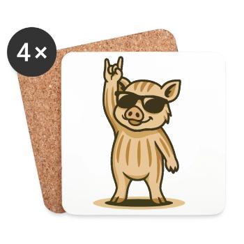 Wild Boar Rocker - Coasters (set of 4) - white - Front