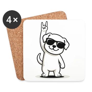 Rockin' Dog - Untersetzer (4er-Set) - Weiß - Vorne