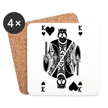 König der Herzen Schwarzes Skelett - Untersetzer (4er-Set) - Weiß - Vorne