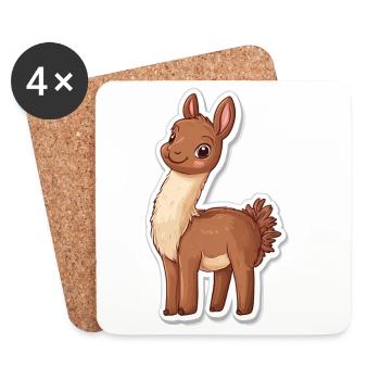 Lama Alpaga Lama Lama Cadeau Animal - Dessous de verre (lot de 4) - blanc - Devant