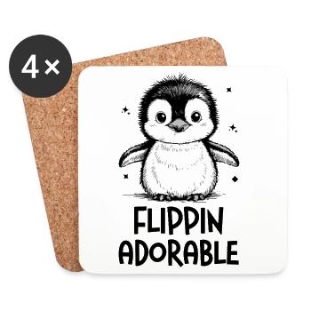 Mignon Penguin Winter Figure pour enfants et adultes - Dessous de verre (lot de 4) - blanc - Devant