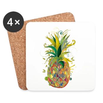 Bunte Ananas – kreative Frucht im Graffiti-Stil - Untersetzer (4er-Set) - Weiß - Vorne