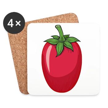 Tomate San Marzano - Dessous de verre (lot de 4) - blanc - Devant