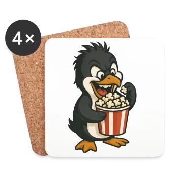 Coole Pinguin Popcorn Kino Film  - Untersetzer (4er-Set) - Weiß - Vorne