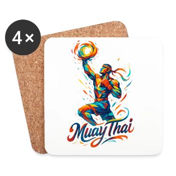 Muay Thai Thaiboxen Kickboxen Boxer Geschenk - Untersetzer (4er-Set) - Weiß - Vorne