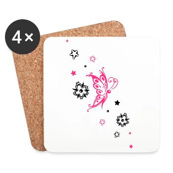 Butterfly Floral Star Ornament - Coasters (set of 4) - white - Front