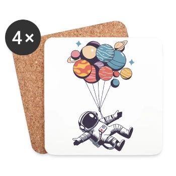 Astronaut schwebt mit Ballons Lustiger Weltraumliebhaber - Untersetzer (4er-Set) - Weiß - Vorne