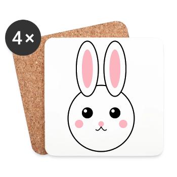 Buntes abstraktes Hasen-Design - Untersetzer (4er-Set) - Weiß - Vorne