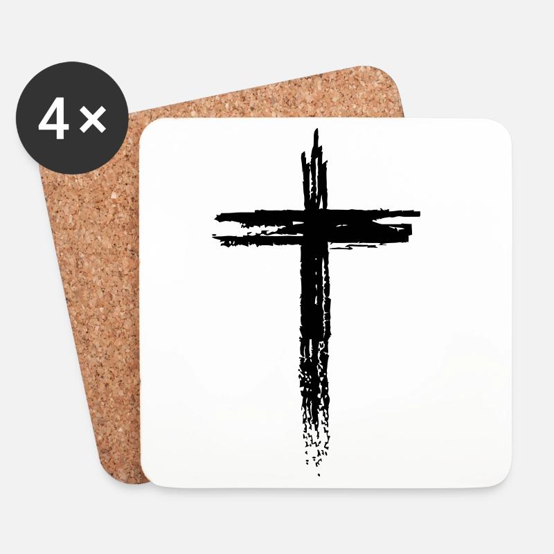 Kreuz - Untersetzer (4er-Set) - Weiß