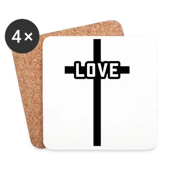 Kreuz Christlich Liebe Symbol Jesus - Untersetzer (4er-Set) - Weiß - Vorne