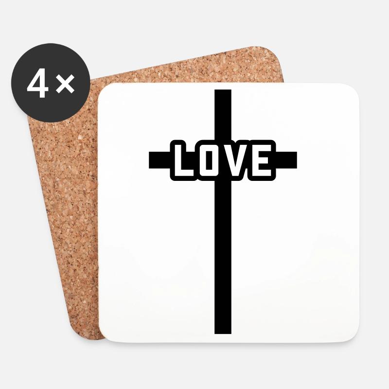 Kreuz Christlich Liebe Symbol Jesus - Untersetzer (4er-Set) - Weiß