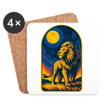 Majestic Lion Under Mystic Moon - Coasters (set of 4) - white - Front