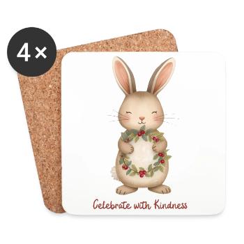 Süßer Weihnachts - Hase – Celebrate with Kindness - Untersetzer (4er-Set) - Weiß - Vorne