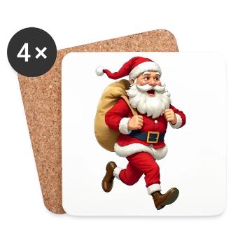 Weihnachtsmann läuft - Untersetzer (4er-Set) - Weiß - Vorne