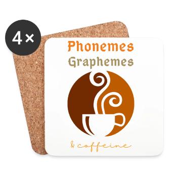Phonemes Graphemes Caffeine Coffee Lover Teacher - Coasters (set of 4) - white - Front
