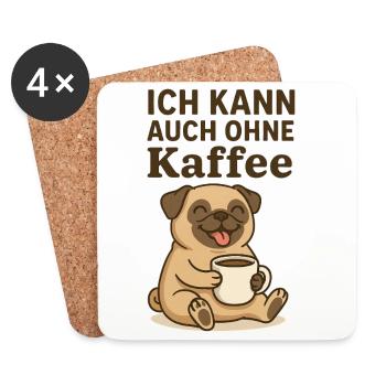 Coffee Dog Doesn't Work Without Coffee Animals Design - Coasters (set of 4) - white - Front