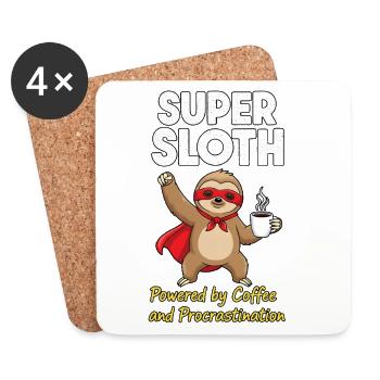 Super paresseux tenu cape de café - Dessous de verre (lot de 4) - blanc - Devant