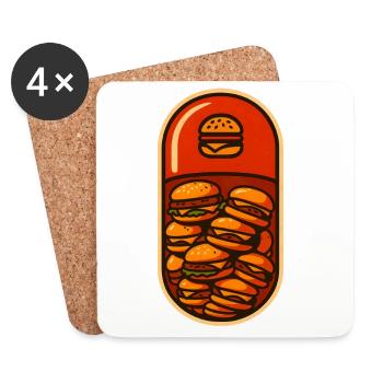 Funny Hamburger Stack Lover Design - Coasters (set of 4) - white - Front
