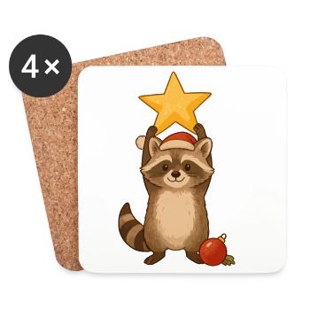 Christmas Raccoon with Star - Coasters (set of 4) - white - Front