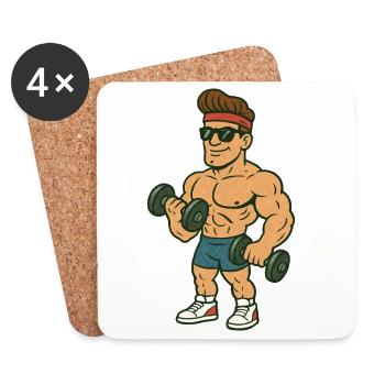 Bande dessinée Bodybuilder - Dessous de verre (lot de 4) - blanc - Devant
