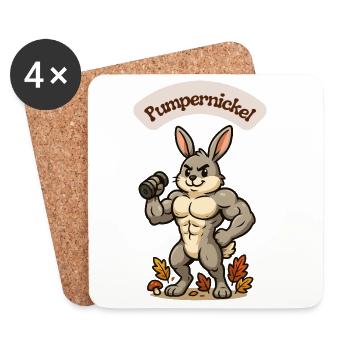 Krafthase mit Hantel Gym Fitness Pumpernickel  - Untersetzer (4er-Set) - Weiß - Vorne