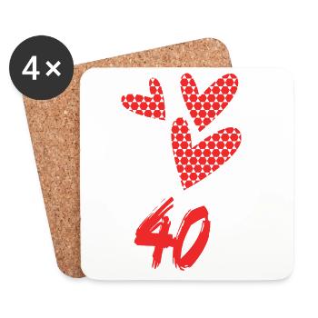40. 40 ANS. 40e ANNIVERSAIRE. ANNIVERSAIRE 40 ANS. - Dessous de verre (lot de 4) - blanc - Devant