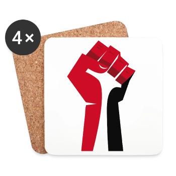 The Raised Fist (Red, White, Black) - Coasters (set of 4) - white - Front