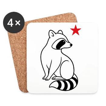 Minimalistischer Weihnachts Waschbär - Untersetzer (4er-Set) - Weiß - Vorne